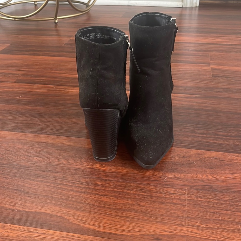 Just fab wedge booties suede